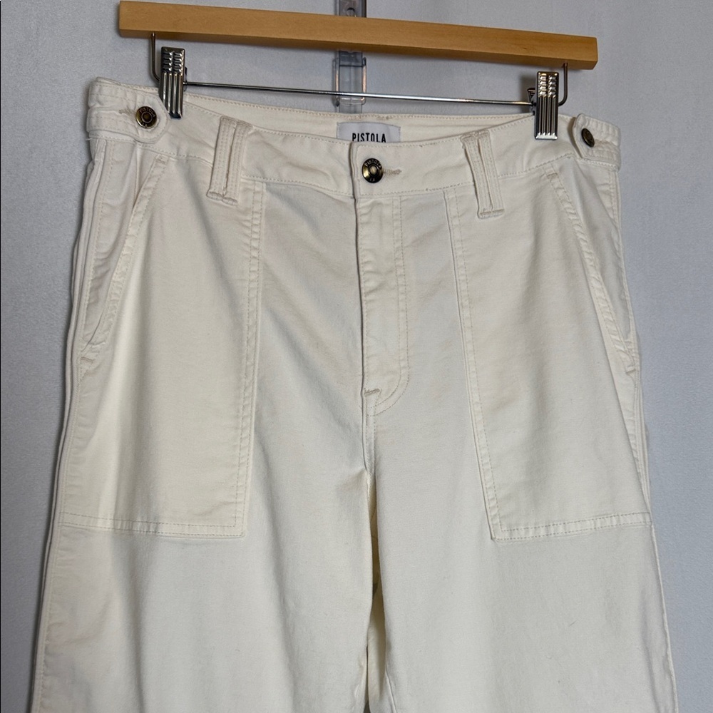 Pistola Women's Ivory Patch Pocket Pants Size 31 in Ivory High Rise Ankle Casual - Picture 2 of 12